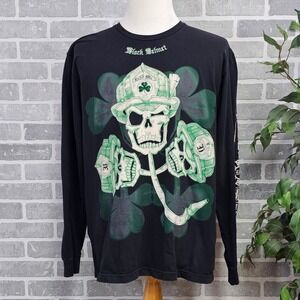 Black Helmet Apparel Firefighter Skull Graphic Long Sleeve Shirt Y2K-Inspired XL